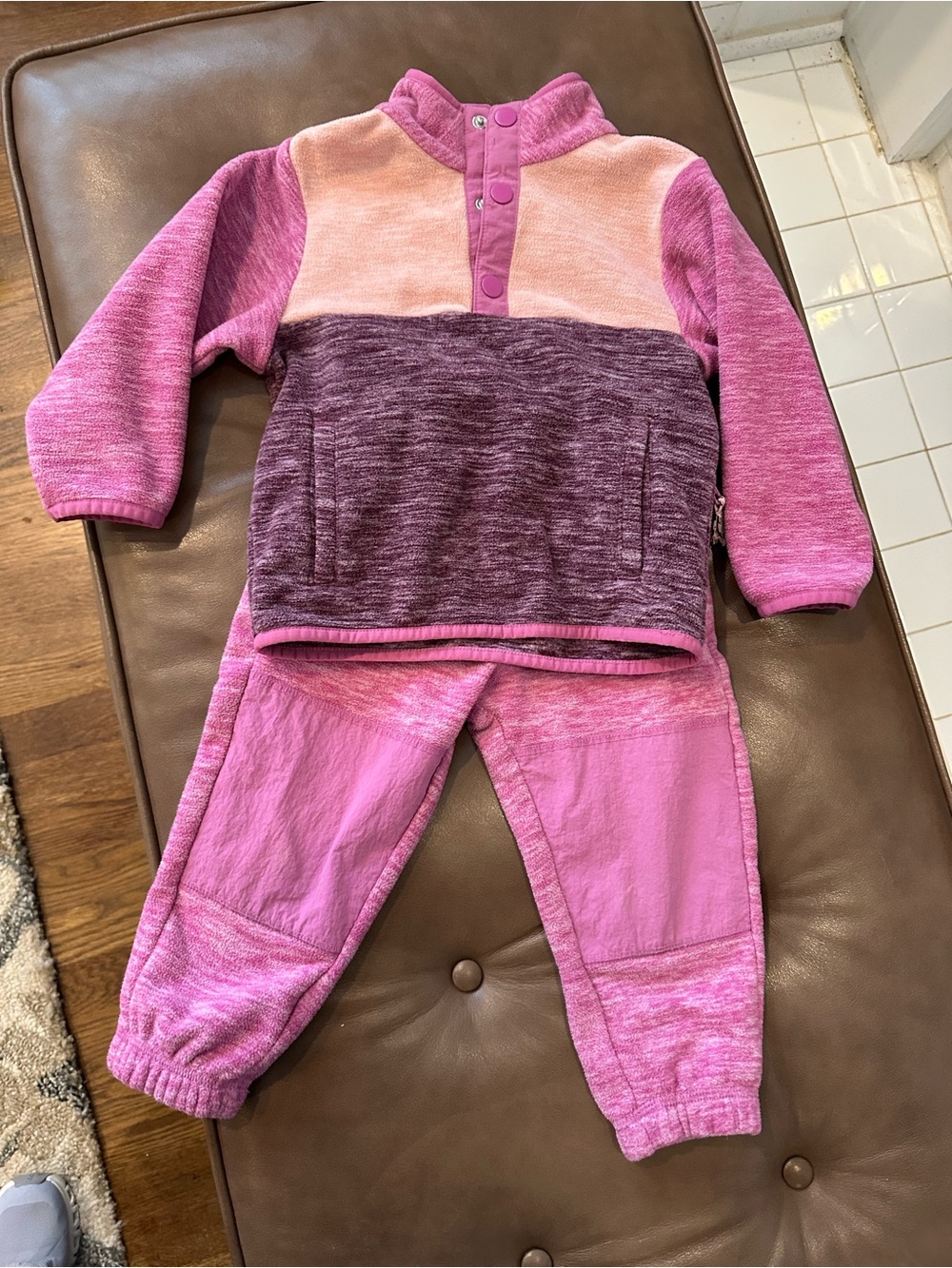 Pink & Purple Cozy Fleece Kids Bottoms Set - Hanna Andersson